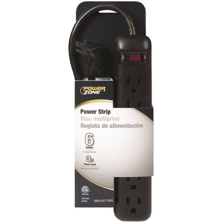 POWERZONE Power Strip Blk 6Out 3Ft OR922009